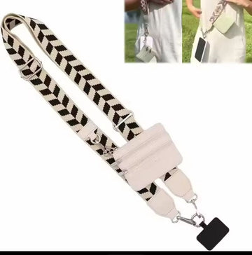 Women’s Crossbody Phone Strap with Zippered Wallet – Adjustable Anti-Loss Lanyard Holder